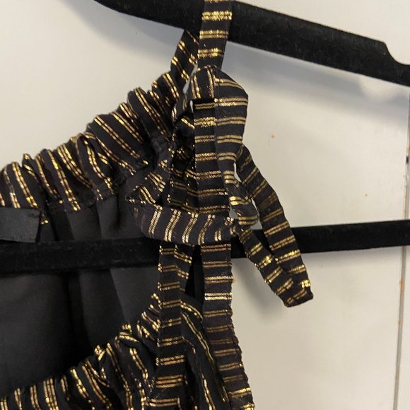 Black and Gold Madewell Tie Strap Top - Picture 6 of 8